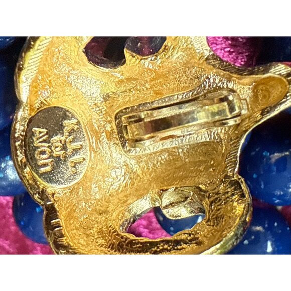 KJL For Avon Double Rams Heads Gold-Tone Necklace With Blue Beads - Picture 8 of 8